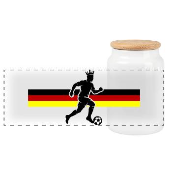 Soccer Germany Soccer Flag - Panoramic Cookie Jar with Wooden Lid - white - Front