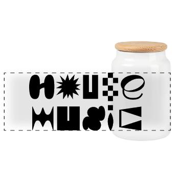 House-Music-Typografie-Logo-Design - Panorama Keksdose mit Holzdeckel - Weiß - Vorne