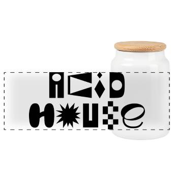 Acid House Fancy Typography Logo-Design - Panorama Keksdose mit Holzdeckel - Weiß - Vorne