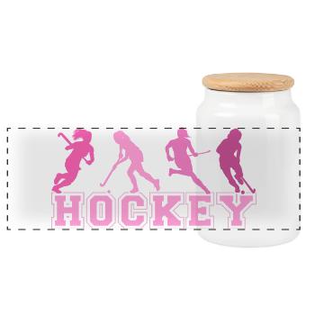 Hockey sur gazon Hockey en salle pour filles - Boîte à biscuits avec couvercle en bois - blanc - Devant
