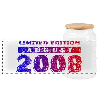 18th Birthday Limited Edition 08/2008 - Panoramic Cookie Jar with Wooden Lid - white - Front