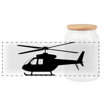 Hélicoptère - Boîte à biscuits avec couvercle en bois - blanc - Devant