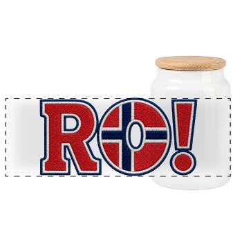 RO ! Design de support brodé en Norvège - Boîte à biscuits avec couvercle en bois - blanc - Devant