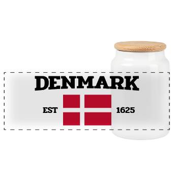 Denmark - Dänemark - Est 1625 - Flagge - Flag - Panorama Keksdose mit Holzdeckel - Weiß - Vorne