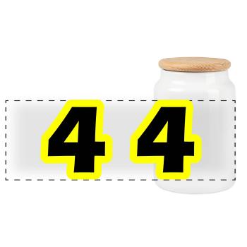 44 Number Symbol - Panoramic Cookie Jar with Wooden Lid - white - Front
