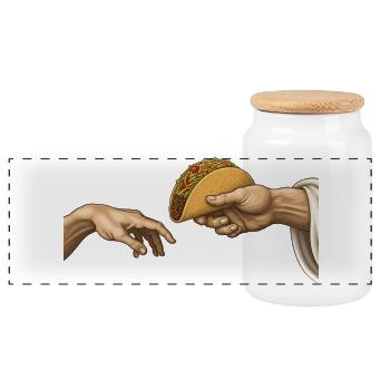 Taco – Die Kreation (Lustiger Taco) - Panorama Keksdose mit Holzdeckel - Weiß - Vorne