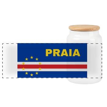 Praia in Cabo Verde Flag - Panoramic Cookie Jar with Wooden Lid - white - Front