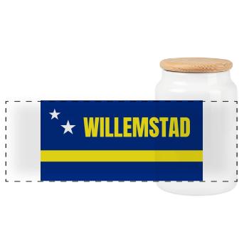 Willemstad in Curaçao Flag - Panoramic Cookie Jar with Wooden Lid - white - Front