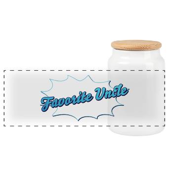 Schriftzug Favorite Uncle für den Lieblingsonkel - Panorama Keksdose mit Holzdeckel - Weiß - Vorne