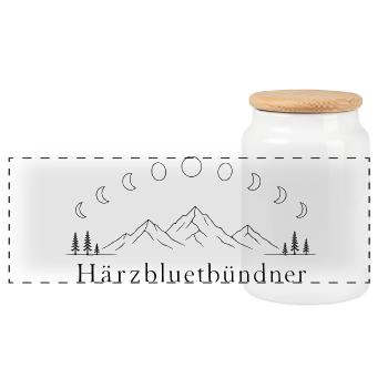 Bündner - Panorama Keksdose mit Holzdeckel - Weiß - Vorne