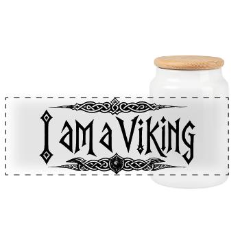 Je suis un Viking - Sport / Salle de sport - Boîte à biscuits avec couvercle en bois - blanc - Devant