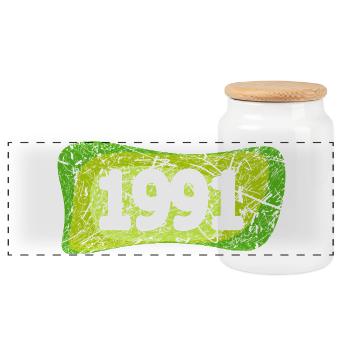 1991 - Panoramic Cookie Jar with Wooden Lid - white - Front