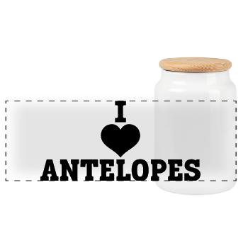 I Love Antilopen - Panorama Keksdose mit Holzdeckel - Weiß - Vorne