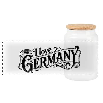 I love Germany Logo - Panorama Keksdose mit Holzdeckel - Weiß - Vorne