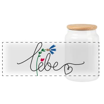 Flower Heart - Panoramic Cookie Jar with Wooden Lid - white - Front