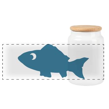Fisch - Panorama Keksdose mit Holzdeckel - Weiß - Vorne