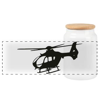 EC-135 - Helicopter - Panoramic Cookie Jar with Wooden Lid - white - Front