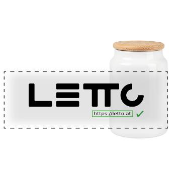 Logo_mit_Hackerl - Boîte à biscuits avec couvercle en bois - blanc - Devant