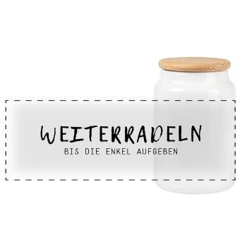 Weiterradeln - Panorama Keksdose mit Holzdeckel - Weiß - Vorne