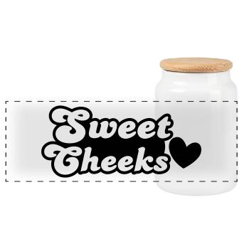 joues douces avec le coeur d'amour (Grande pour - Boîte à biscuits avec couvercle en bois - blanc - Devant
