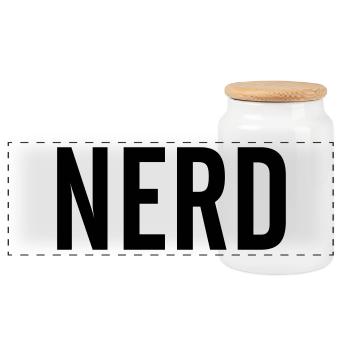 Nerd - Panoramic Cookie Jar with Wooden Lid - white - Front