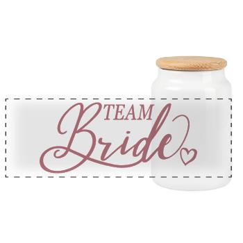 Team Bride, Bachelorette Hen Night Wedding Party - Panoramic Cookie Jar with Wooden Lid - white - Front