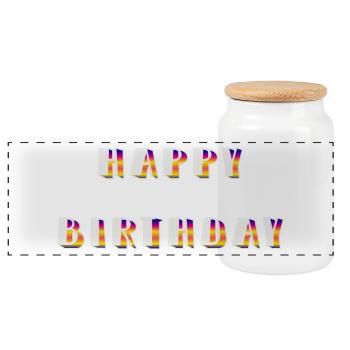 JOYEUX ANNIVERSAIRE. HAPPY BIRTHDAY. ANNIVERSAIRE. - Boîte à biscuits avec couvercle en bois - blanc - Devant