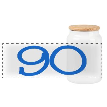 90. 90 YEARS. 90TH ANNIVERSARY. 90TH ANNIVERSARY. - Panoramic Cookie Jar with Wooden Lid - white - Front