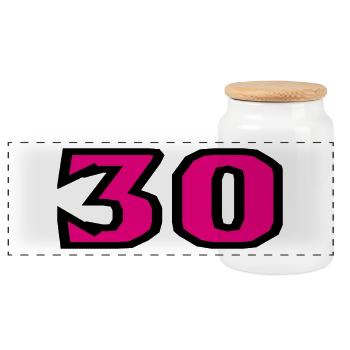 30. 30 YEARS. 30th ANNIVERSARY. 30TH ANNIVERSARY. - Panoramic Cookie Jar with Wooden Lid - white - Front