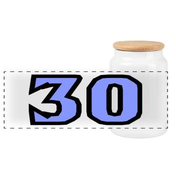30. 30 YEARS. 30th ANNIVERSARY. 30TH ANNIVERSARY. - Panoramic Cookie Jar with Wooden Lid - white - Front