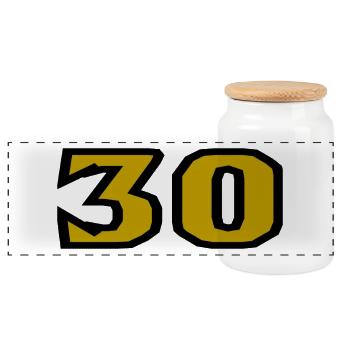 30. 30 YEARS. 30th ANNIVERSARY. 30TH ANNIVERSARY. - Panoramic Cookie Jar with Wooden Lid - white - Front