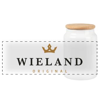 Logo original de la famille Wieland - Boîte à biscuits avec couvercle en bois - blanc - Devant