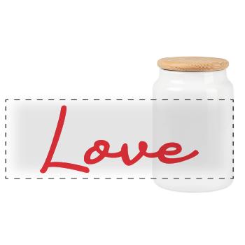 ICH LIEBE DICH. LIEBE. PAAR. GERADE VERHEIRATET. Junggesellinnenabschied - Panorama Keksdose mit Holzdeckel - Weiß - Vorne