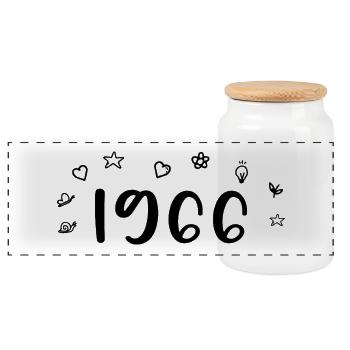 1966 Anniversaire 1966 Retro 1966 - Boîte à biscuits avec couvercle en bois - blanc - Devant