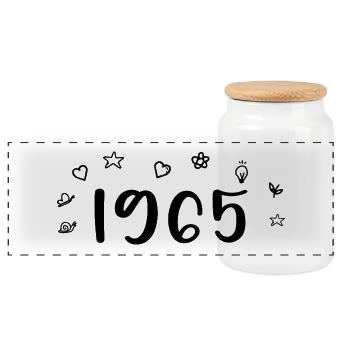 Jubiläum 1965 1965 Retro 1965 - Panorama Keksdose mit Holzdeckel - Weiß - Vorne