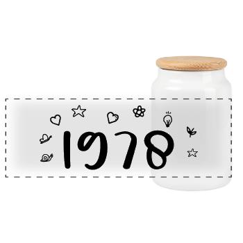 1978 Anniversaire 1978 Retro 1978 - Boîte à biscuits avec couvercle en bois - blanc - Devant