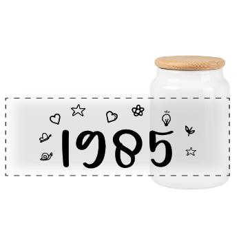 1985 Anniversaire 1985 Retro 1985 - Boîte à biscuits avec couvercle en bois - blanc - Devant