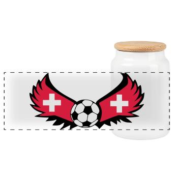 Schweizer Fussball - Panorama Keksdose mit Holzdeckel - Weiß - Vorne