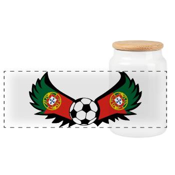 Fussball Portugal - Panorama Keksdose mit Holzdeckel - Weiß - Vorne