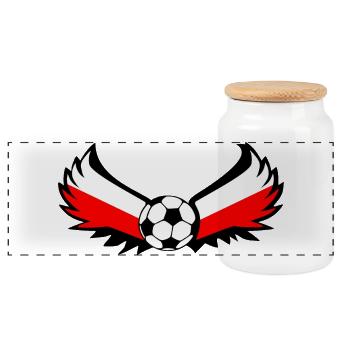Soccer Poland - Panoramic Cookie Jar with Wooden Lid - white - Front