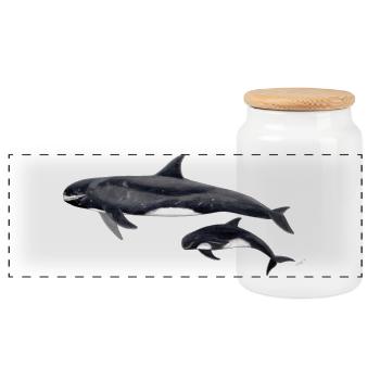 Pygmy killer whale - Pygmy killer whale - Orque pygmée - Panoramic Cookie Jar with Wooden Lid - white - Front