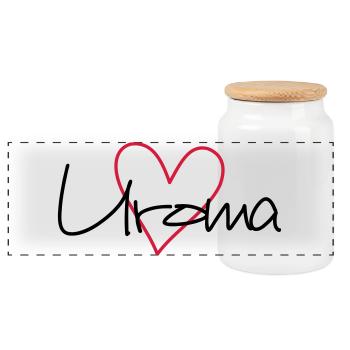 Uroma Herz Liebe werdende Oma Geschenk - Panorama Keksdose mit Holzdeckel - Weiß - Vorne