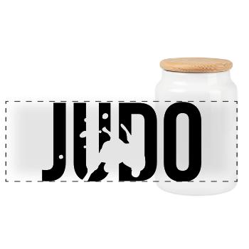 judo - Boîte à biscuits avec couvercle en bois - blanc - Devant