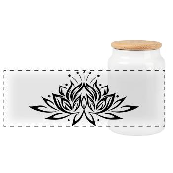 Lotusblume, Lotus - Panorama Keksdose mit Holzdeckel - Weiß - Vorne