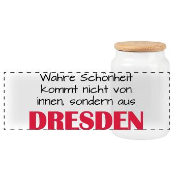 wahre Schönheit - DRESDEN - Panorama Keksdose mit Holzdeckel - Weiß - Vorne
