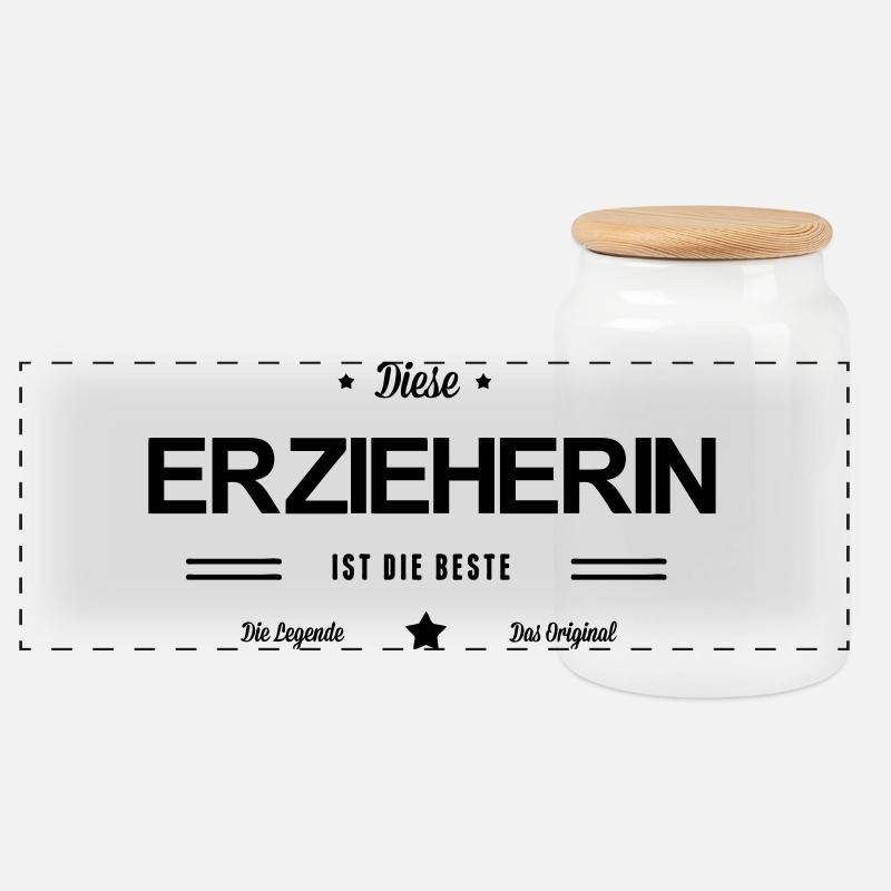 Beste Erzieherin - Panorama Keksdose mit Holzdeckel - Weiß