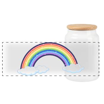 Lebendiger Regenbogen über den Wolken - Panorama Keksdose mit Holzdeckel - Weiß - Vorne