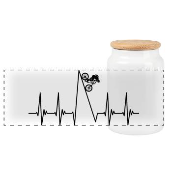 ekg, vélo, VTT, heartbeat, downhill - Boîte à biscuits avec couvercle en bois - blanc - Devant