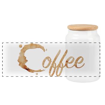 Coffee Stain Typography Coffee - Panoramic Cookie Jar with Wooden Lid - white - Front
