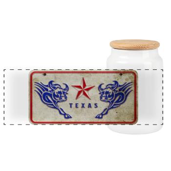 Bouclier du Texas - Boîte à biscuits avec couvercle en bois - blanc - Devant